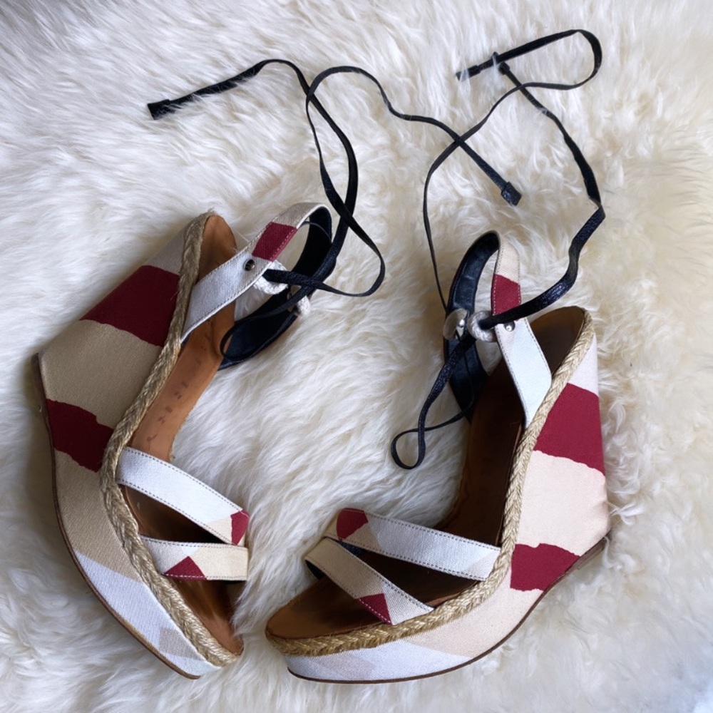 BURBERRY Ankle Wrap Platform Sandal